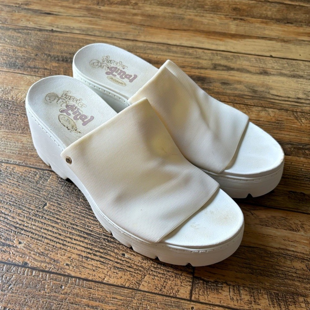 Dr. Scholl's Women's 9 White Fabric Slide Wedge Sandals Slip On EU 40 UK 6.5